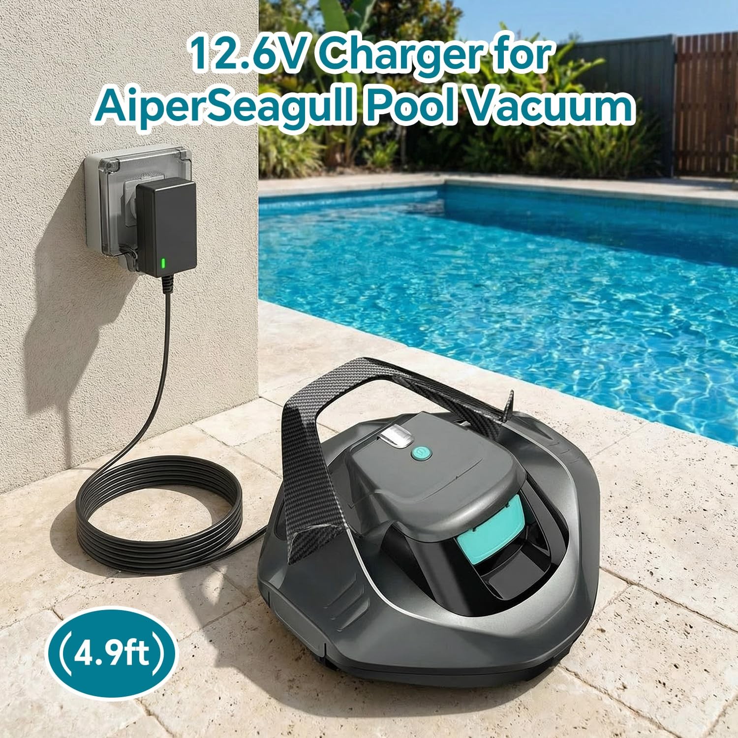 12.6V 1.8A Replacement Charger for Aiper Pool Vacuum Models 600, 800, 1000, 1500