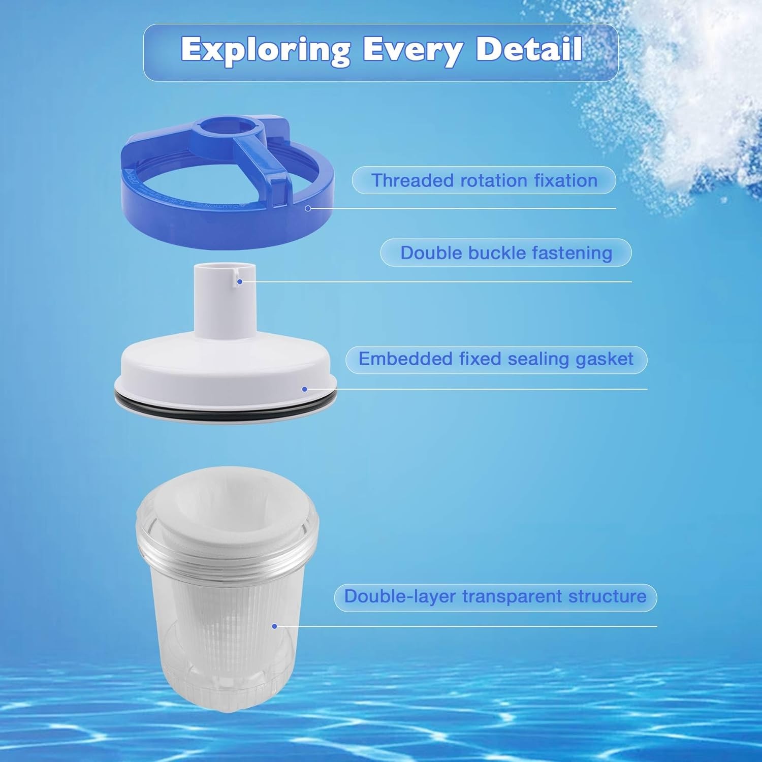 In-line Pool Leaf Catcher Canister w/Basket Fit Hayward W560 PoolVac Pool Vacuum