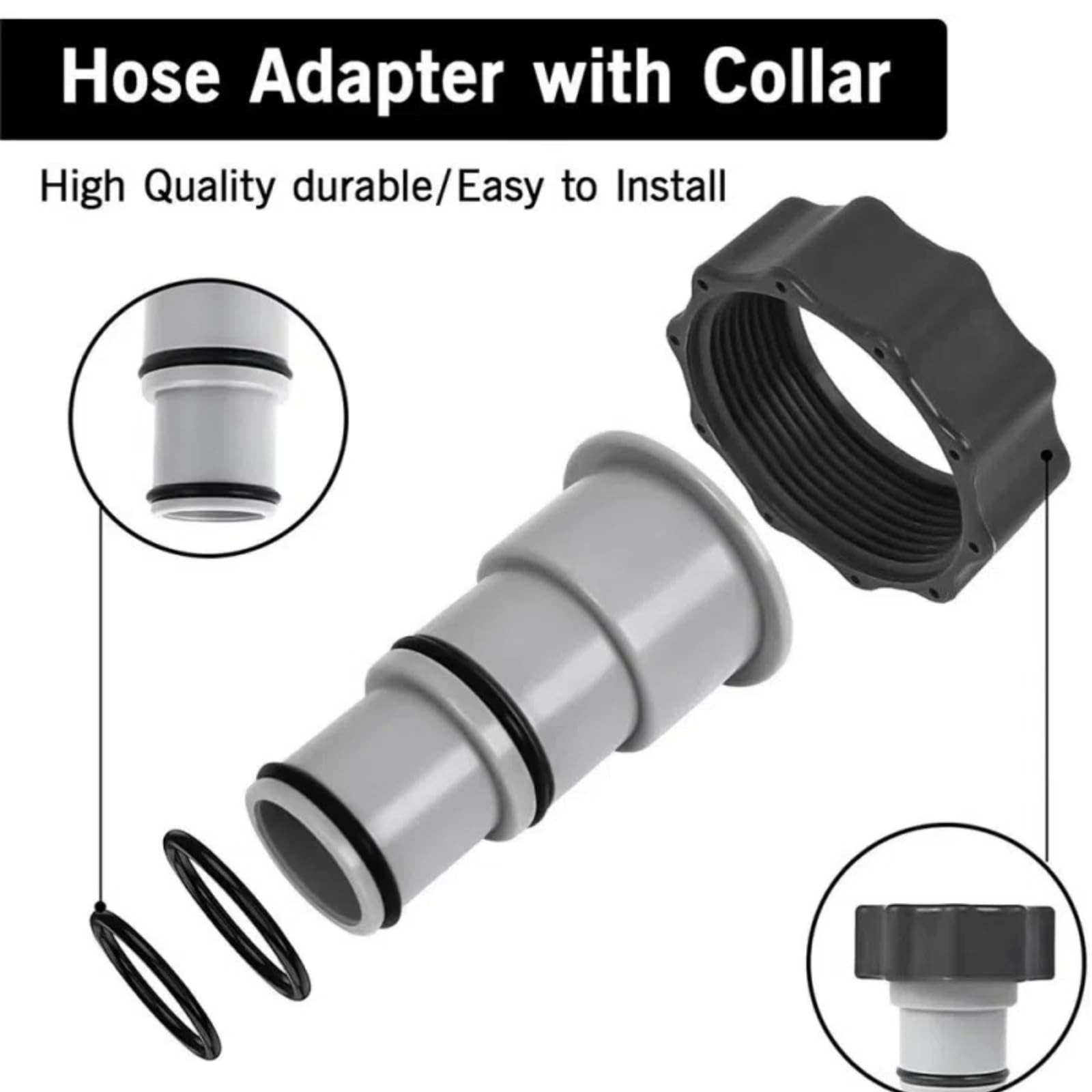 1.25″ to 1.5″ Type A Hose Adapter w/Collar for Threaded Connection Pumps Gray
