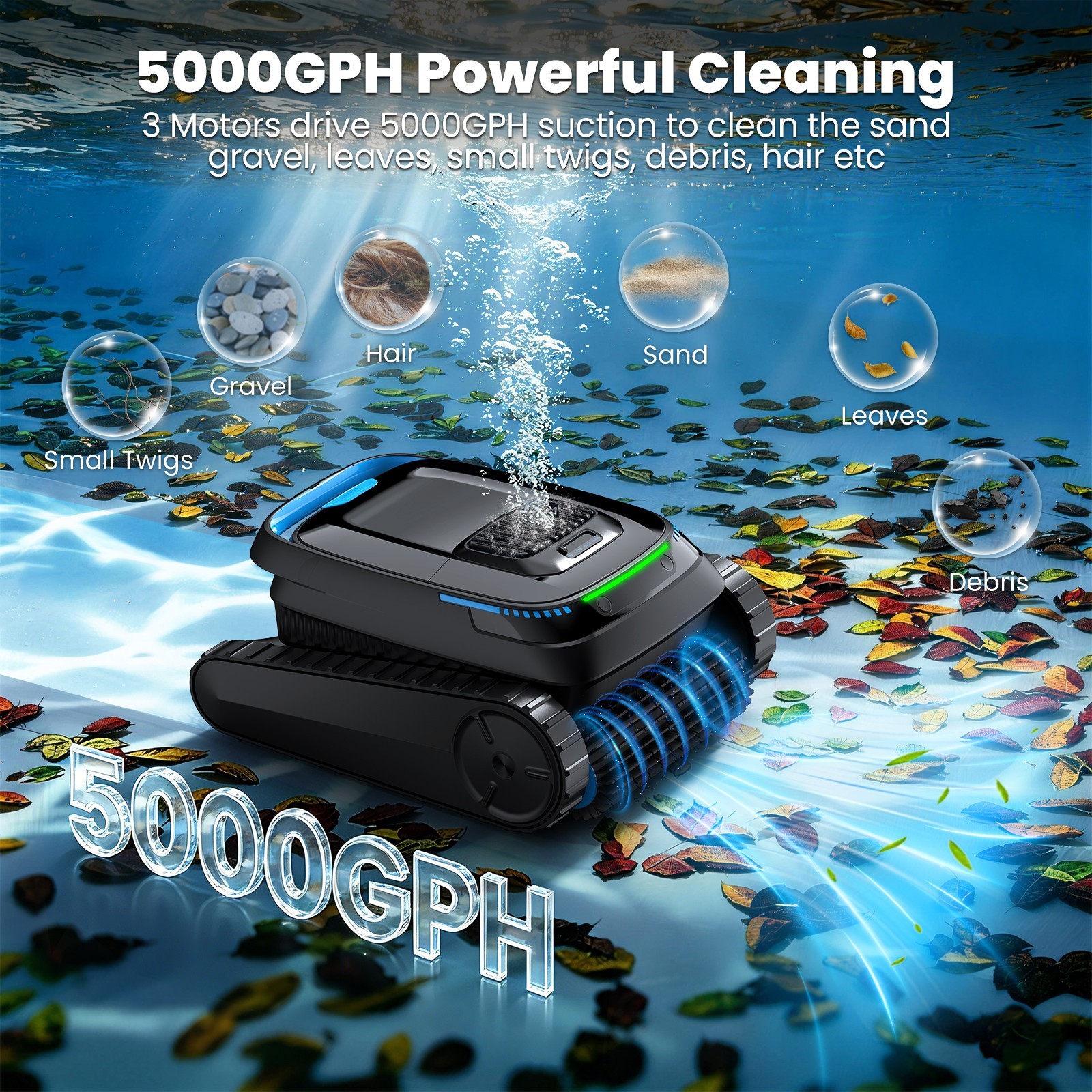 AIRROBO CP20 Wall Climbing Pool Robot for Floor Walls and Waterline, 120Min 4L