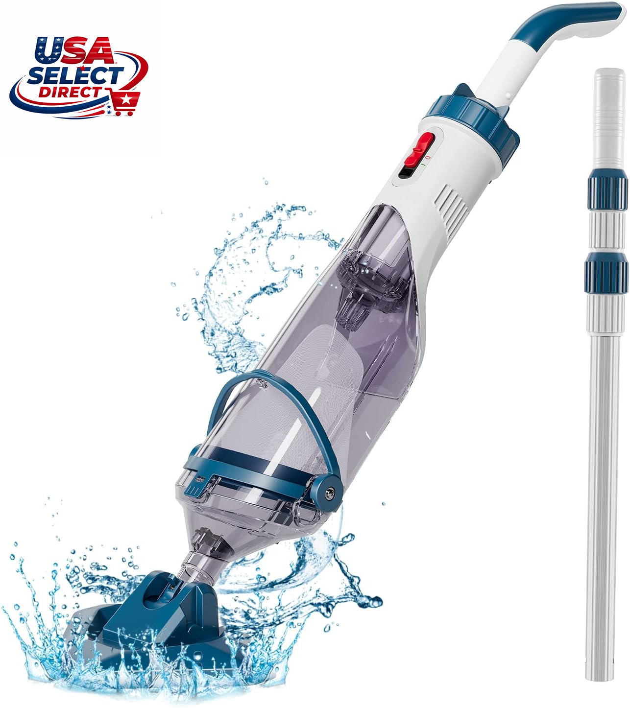 Handheld Pool Vacuum with Telescopic Pole, Rechargeable, 60 Min Run Time