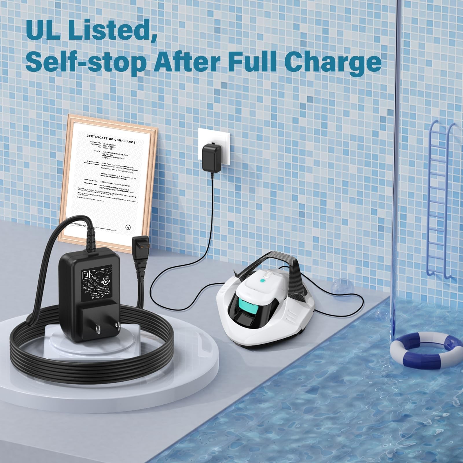 12.6V Pool Vacuum Charger for Aiper Seagull 600 Cordless Robotic Pool Cleaner…