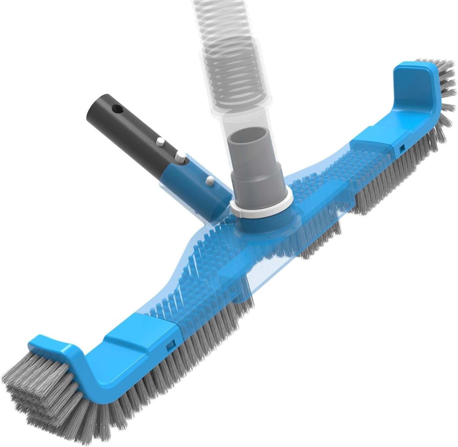 (2026 Upgraded) 20″ 2 in 1 Pool Brush Vacuum Head with Swivel Hose Connection &