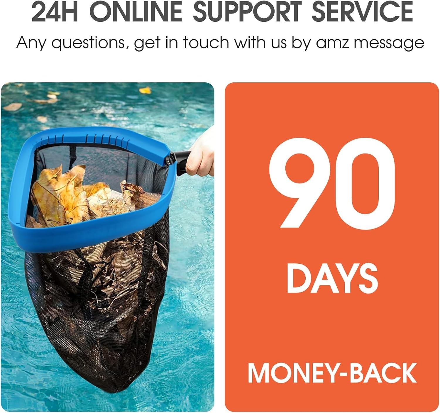 Heavy Duty 17.5in Pool Leaf Rake Skimmer Net – Repairable Nylon & Sturdy Frame