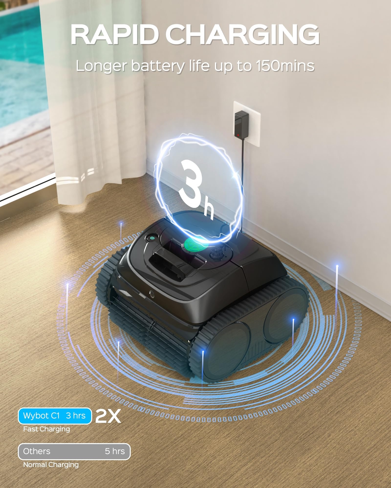 WYBOT C1 Wall Climbing Pool Cleaner Robot Cordless Pool Vacuum Cleaners Hot