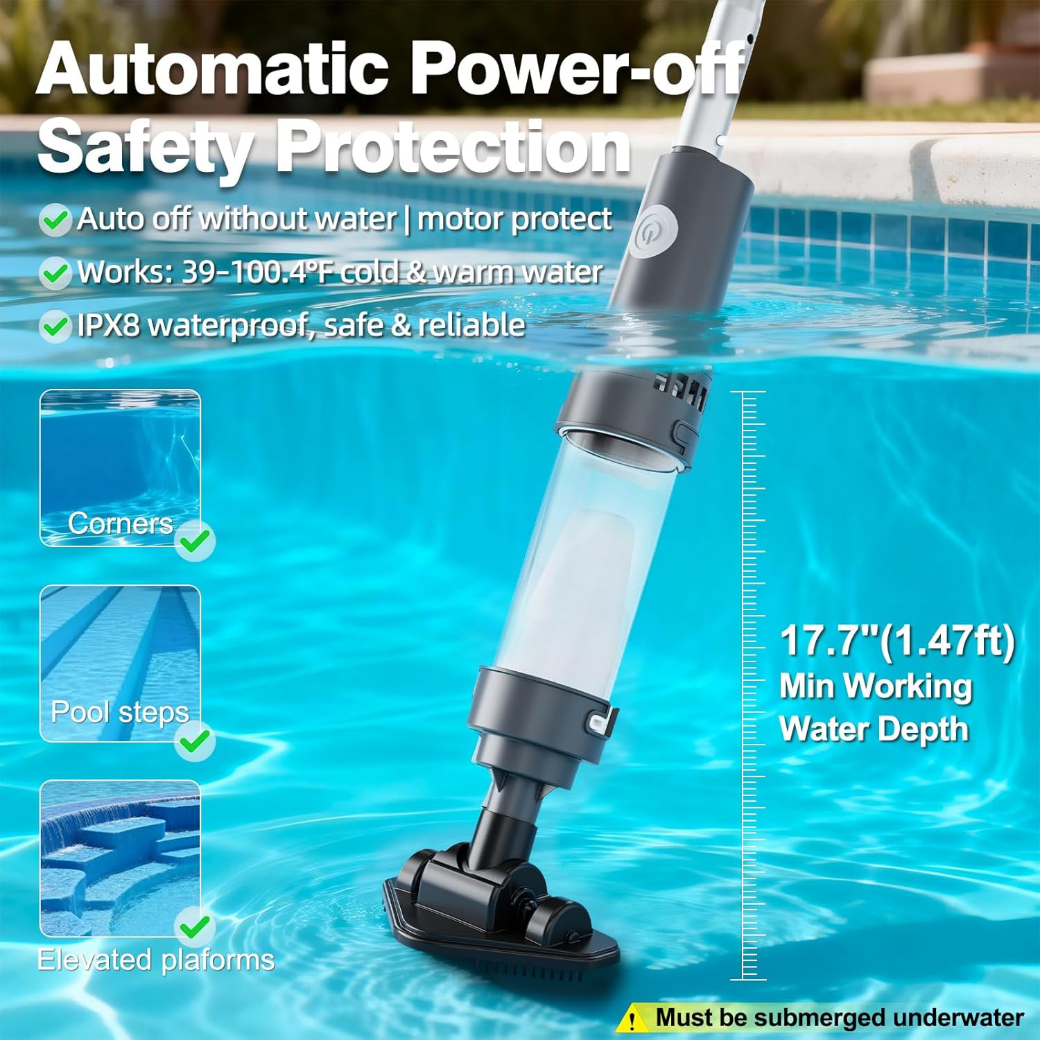 3 in 1 Cordless Spa Hot Tub Vacuum, Handheld Pool Vacuum for Small above Ground