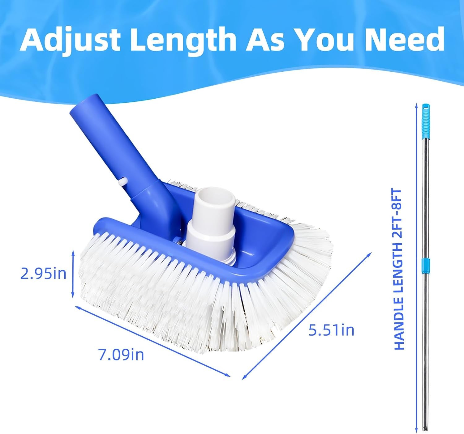 Pool Brush Head with Pool Vacuum Head for Inground & above Ground Pools, round H