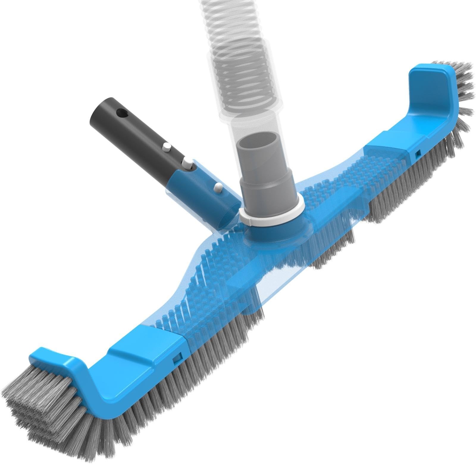 20″ 2 in 1 Pool Brush Vacuum Head with Swivel Hose Connection & Sturdy Nylon …