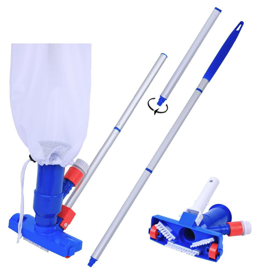 Pool Supply Town Jet Vacuum W/ 6 Section Poles of 57″ for Frame Aboveground/Infl