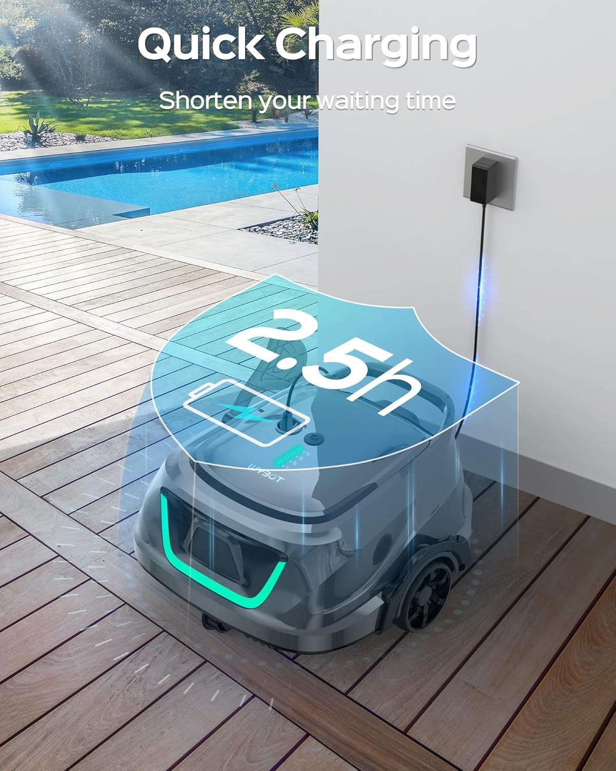 (New Upgraded) WYBOT A1 Cordless Robotic Pool Cleaner, Automatic BlackGreen