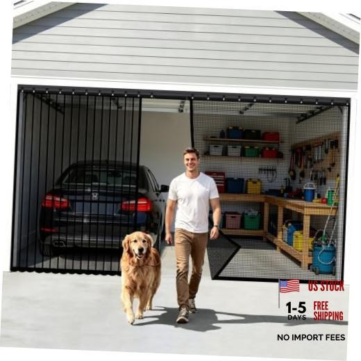 Sliding Garage Screen Doors for 2 Car Garage – 16x7FT | Fiberglass Mesh Garage