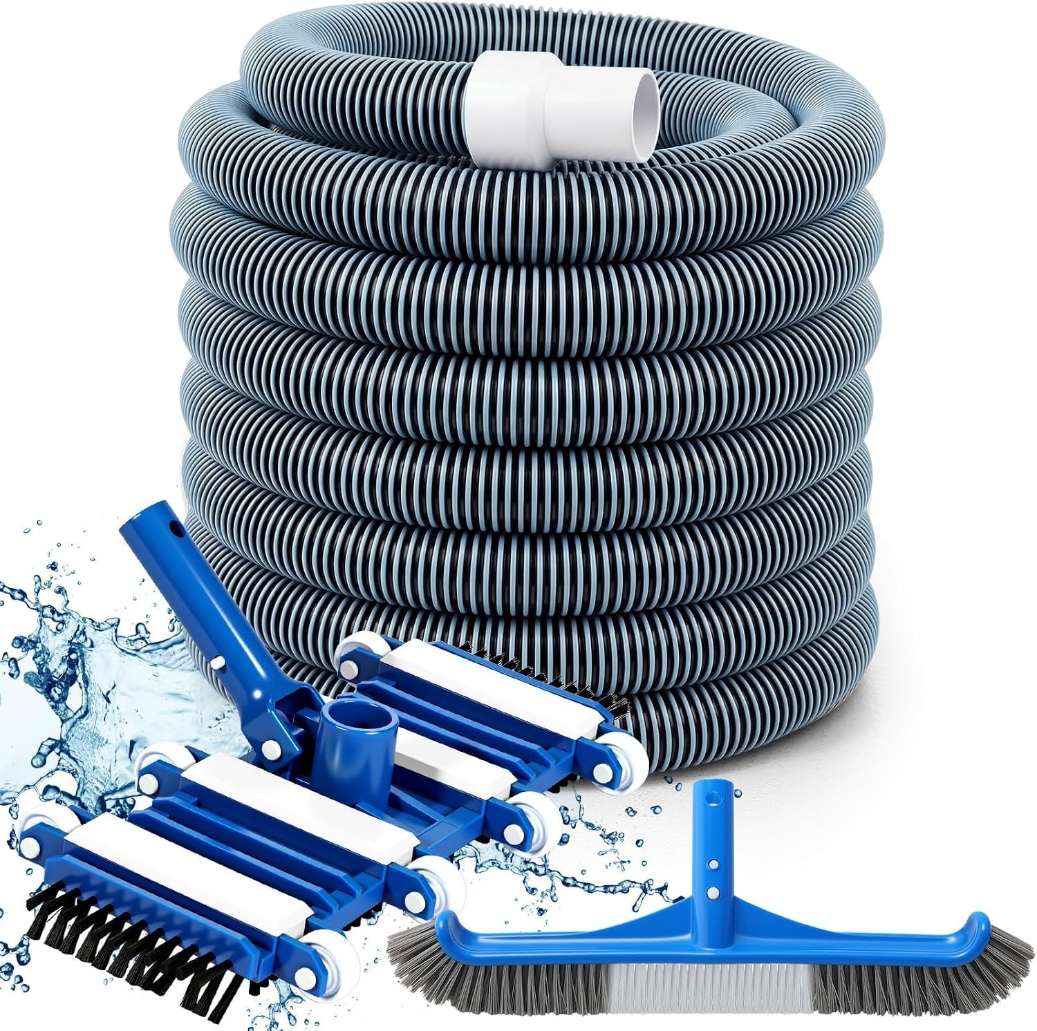 Innconee 3 Pcs Pool Cleaning Kit Swimming Pool Vacuum Head Hoses 1-1/2″ x 30ft w
