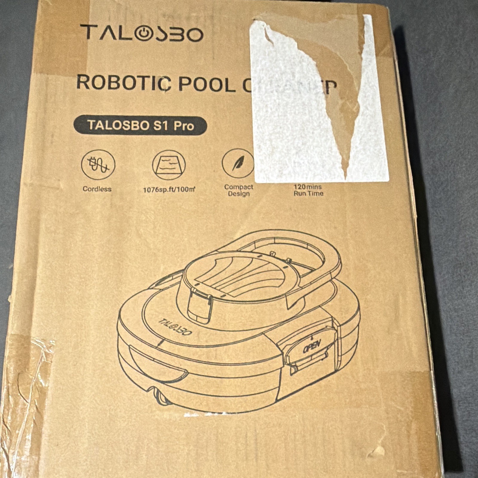 TALOSBO S1 Pro Cordless Robotic Pool Cleaner 120 Min, 180 L, Pool Floor