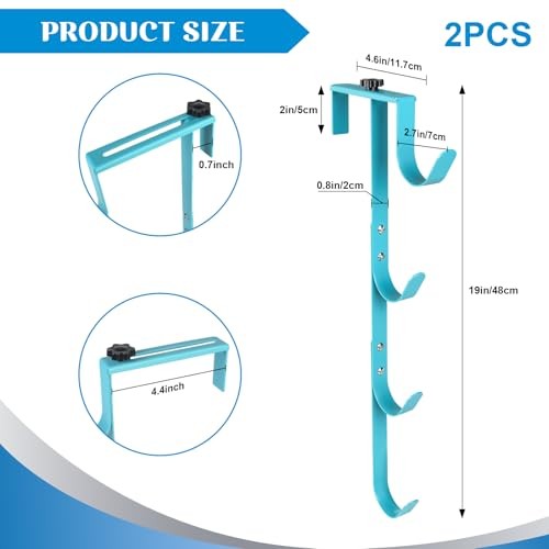 2Sets Blue Four Pool Pole Hooks Hangers, 1.0 Inches blue-4 hooks-2pcs