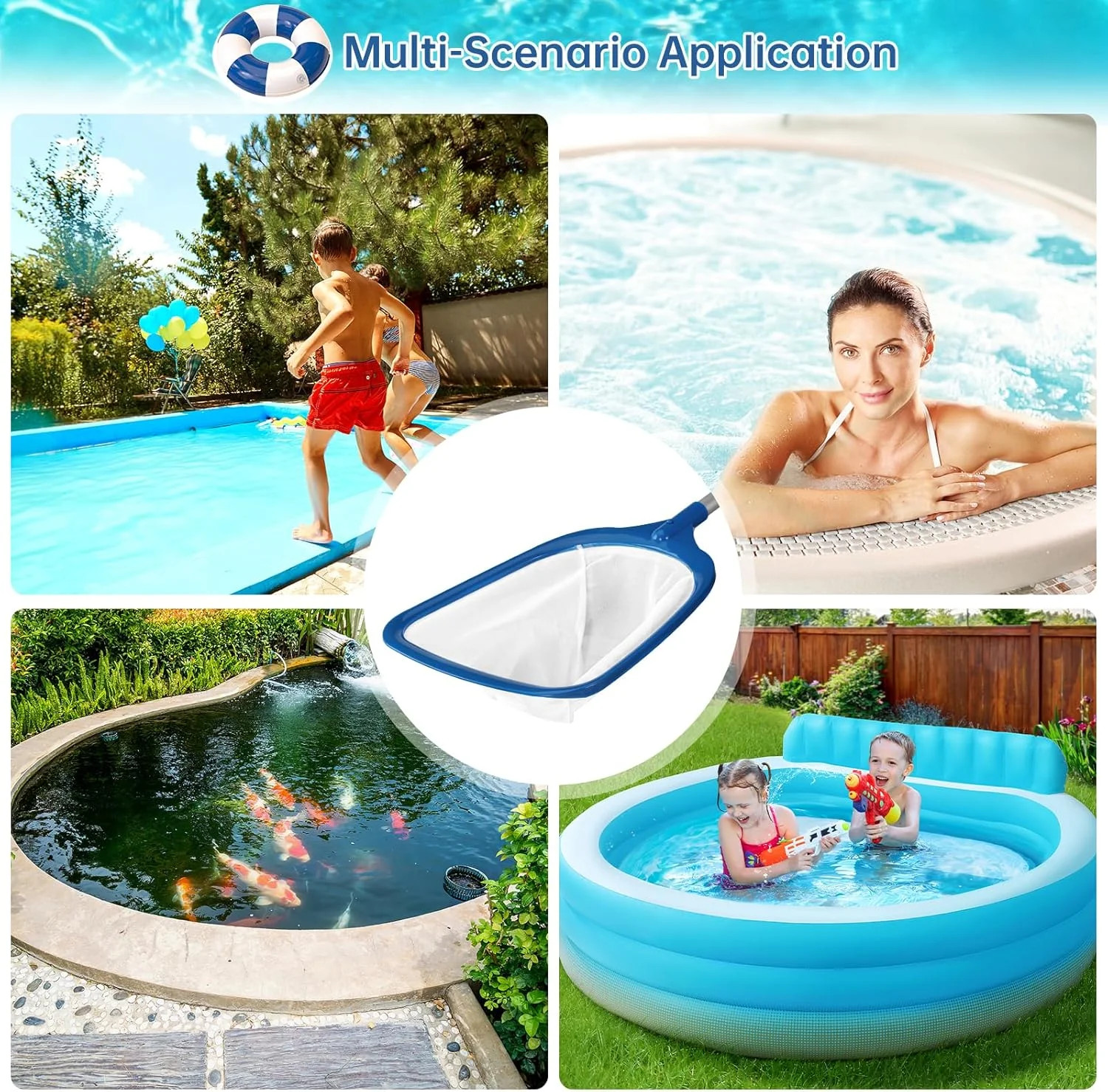Pool Net, Professional Swimming Pool & Hot Tub Skimmer Net Accessories, Pool Lea
