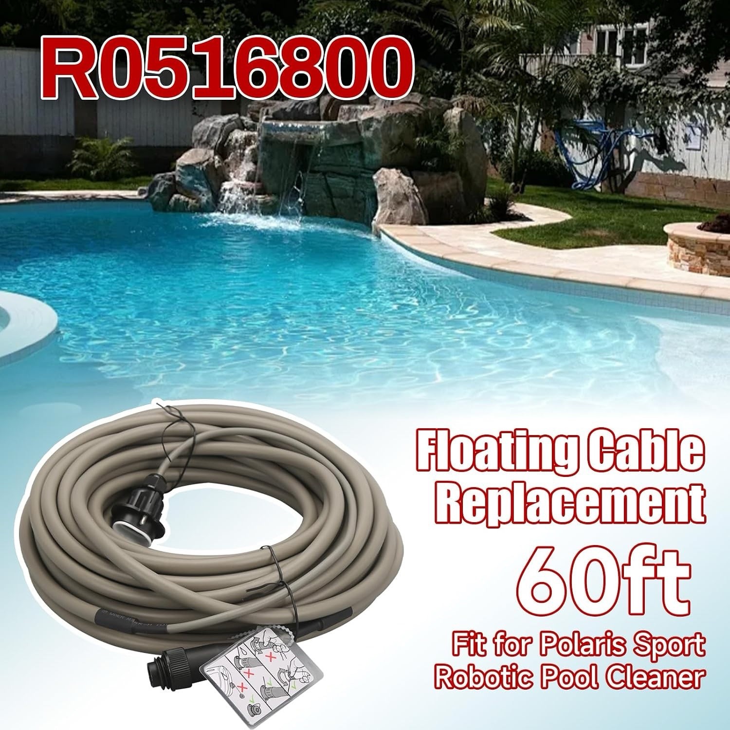 R0516800 60ft Floating Cable For Polaris Sport 9300 9350 9400 9450 Pool Cleaner