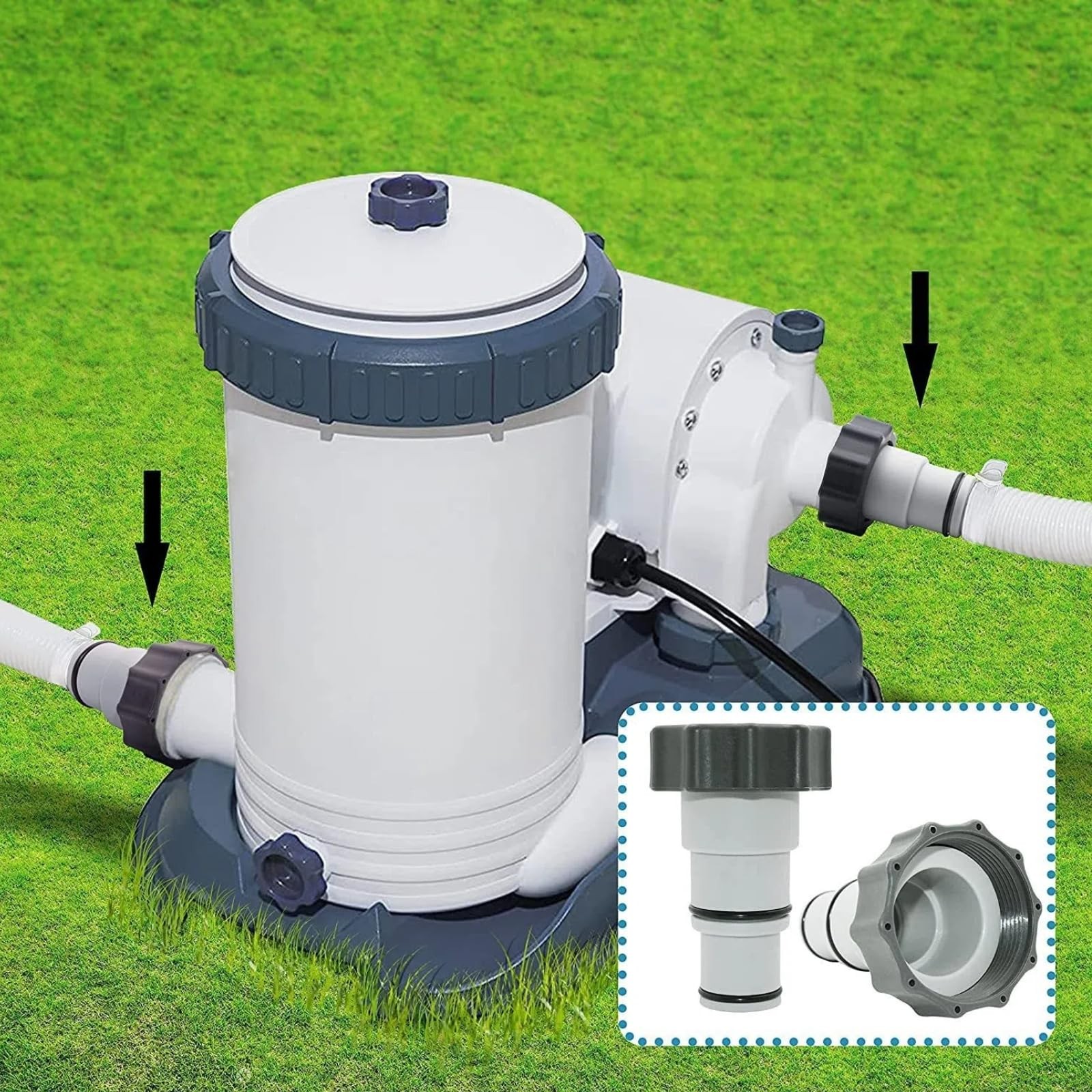 1.25″ to 1.5″ Type A Hose Adapter w/Collar for Threaded Connection Pumps Gray