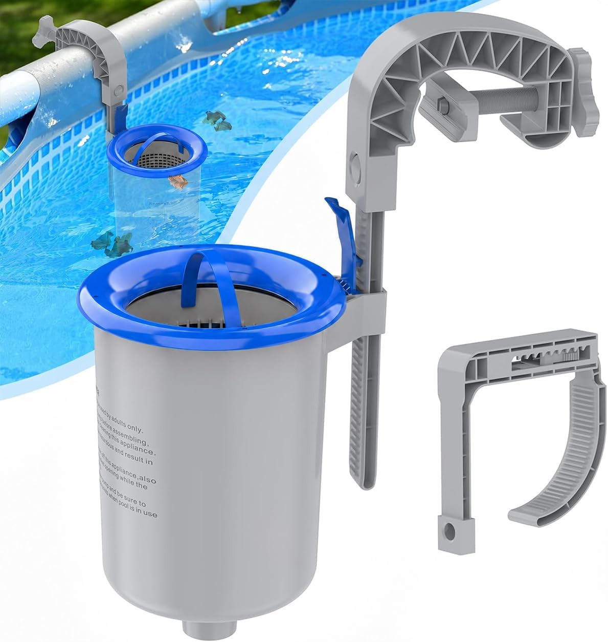 Above Ground Pool Skimmer, 3.5 Liter Floating Pool Surface Skimmer with Removabl