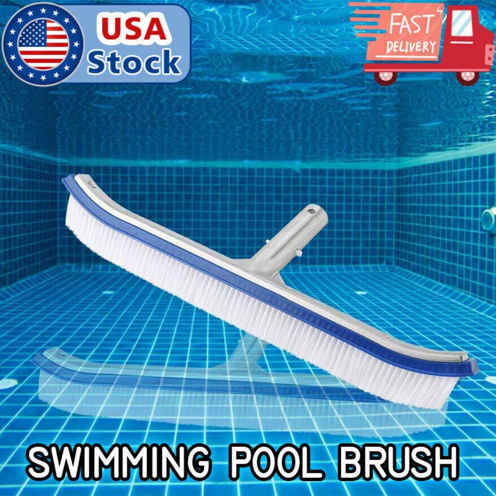 Blue 18Inch Swimming Pool Wall & Floor Brush w/ Nylon Bristles & Aluminum Handle