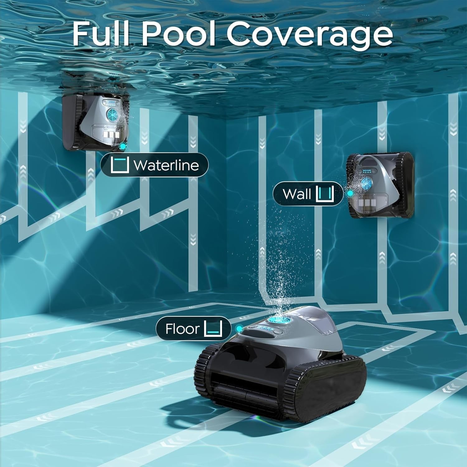 BRINBO C1 Cordless Robotic Pool Cleaner Wall Waterline 150Min