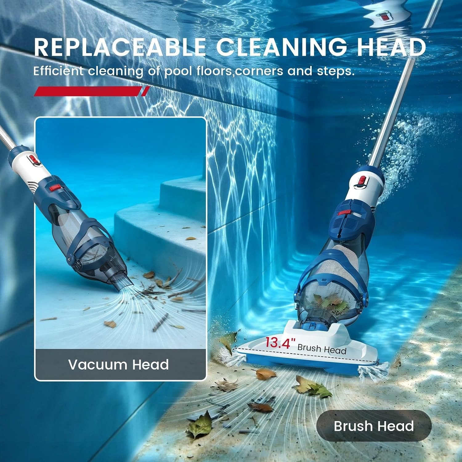 Upgraded Dual Mode Pool Cleaner – 1 Hour Runtime, 4 Filter Units, Effortless Use