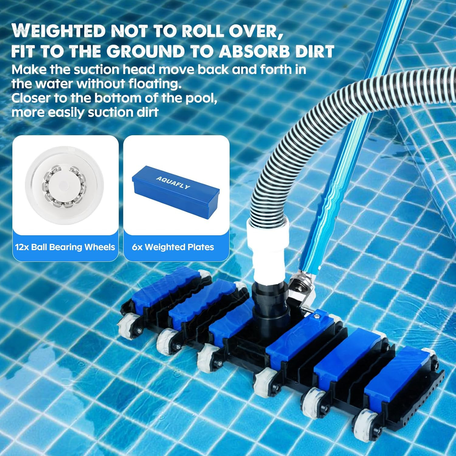 Swivel Brush Manual Pool Vacuum Head for Inground & Above Ground Pools