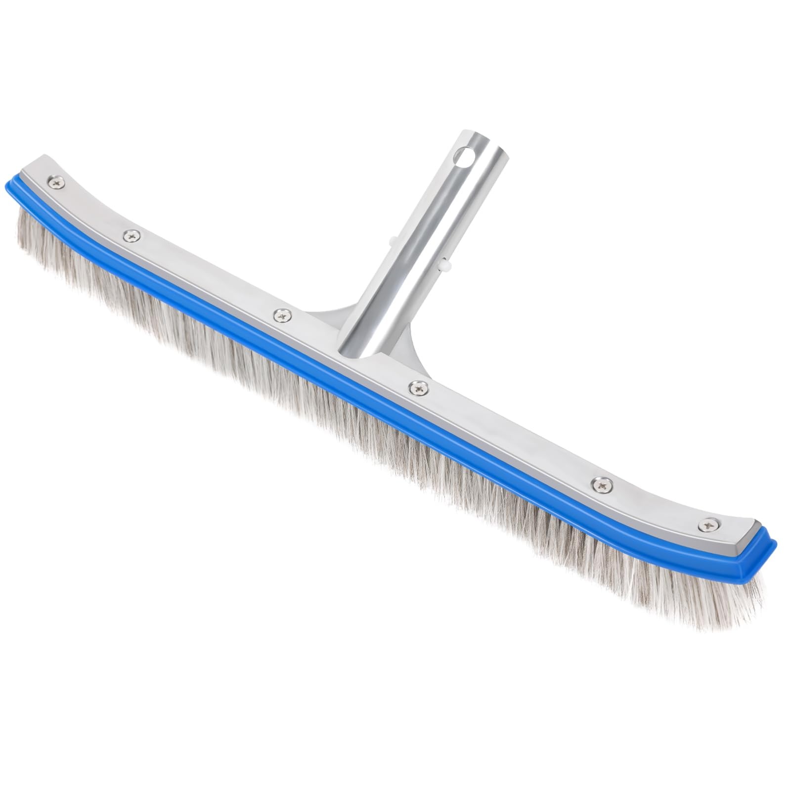 18-Inch Heavy Duty Pool Brush Stainless Steel Wire & Nylon Bristles Curved Edge