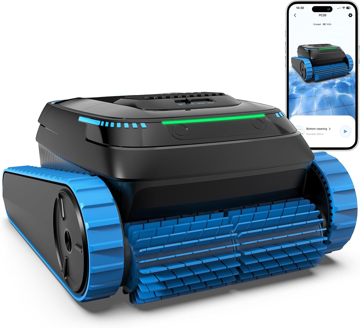 Cordless Robotic Pool Cleaner – 5000 GPH, 150 Micron Filter, Floor/Wall/Waterlin