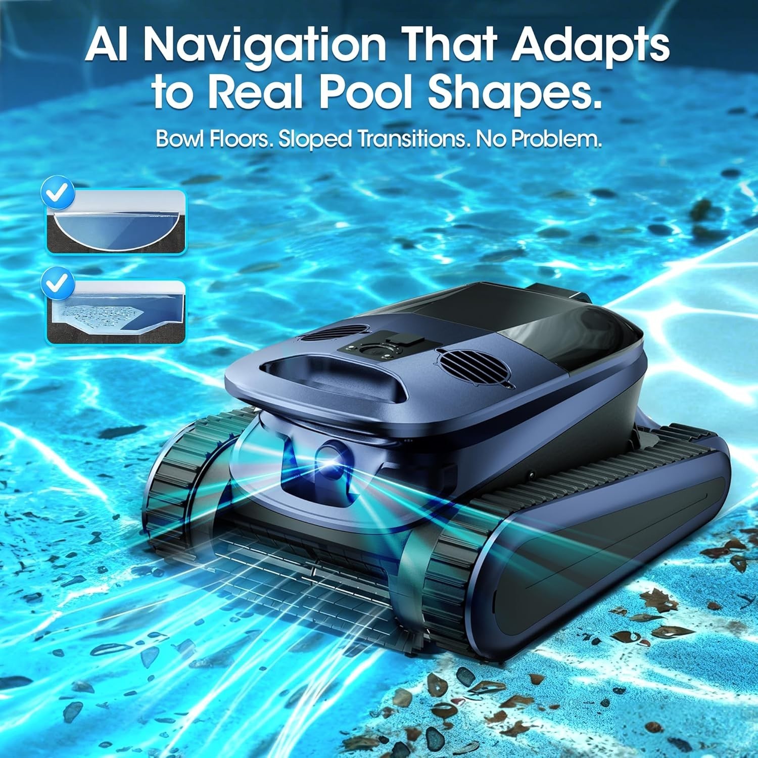 Seauto 4-in-1 Cordless Pool Robot Vacuum for Inground Pools Floor/Wall/Waterline