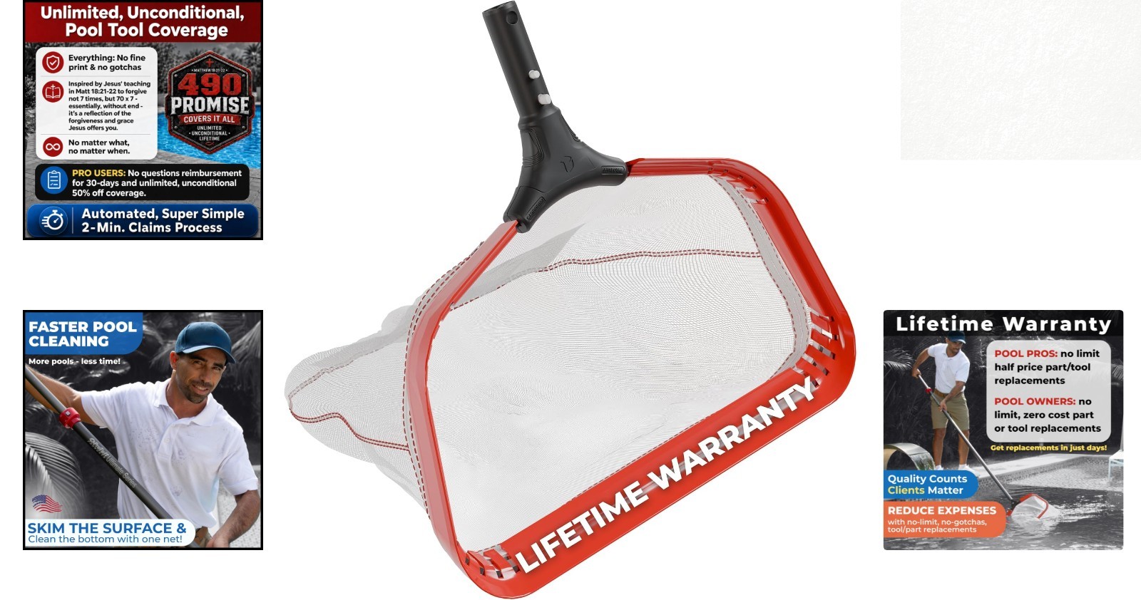 Winged Aluminum Pool Silt Net 17.5in – Quick Debris Removal +