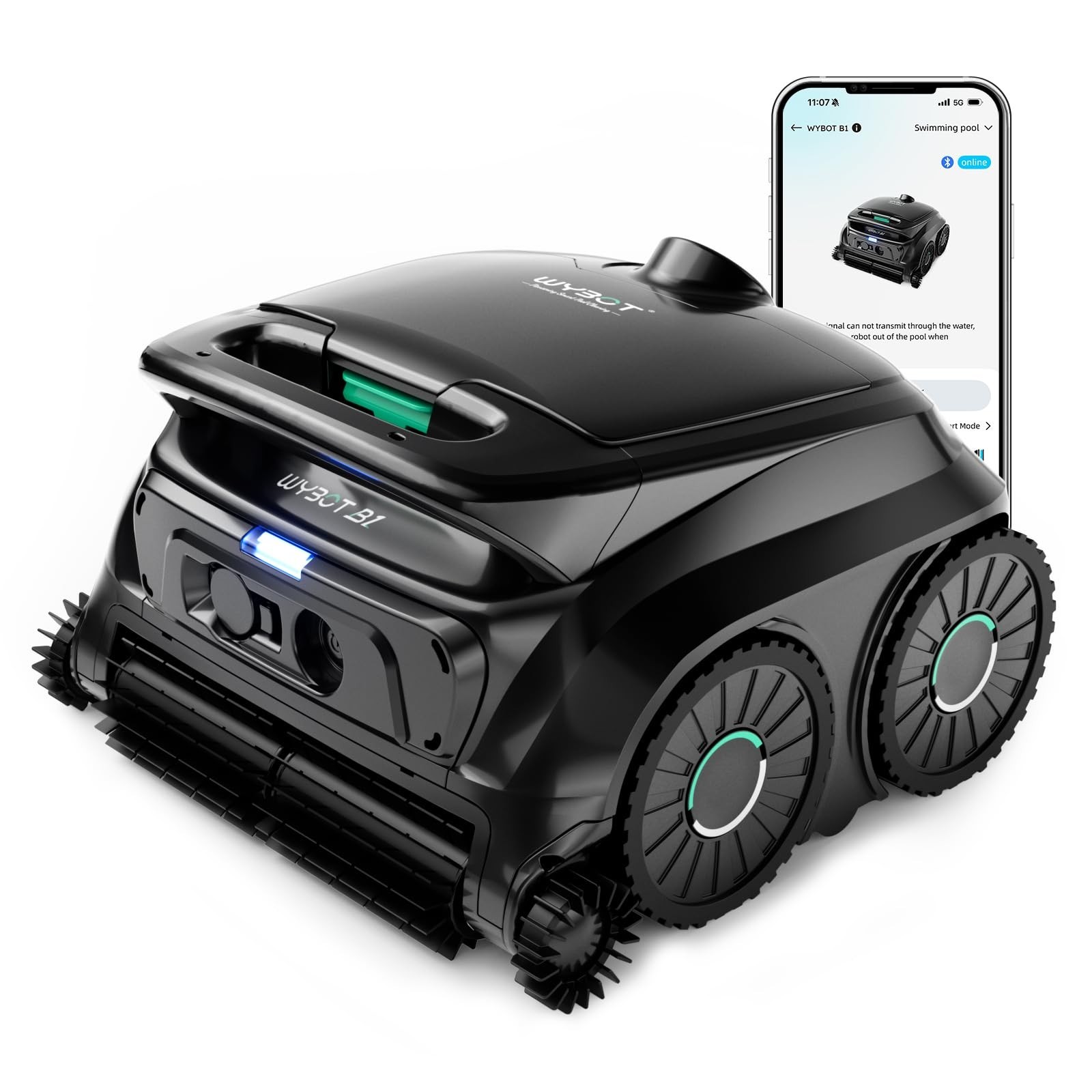 WYBOT B1 Robotic Pool Cleaner Cordless Wall & Waterline Cleaning Self-Parking