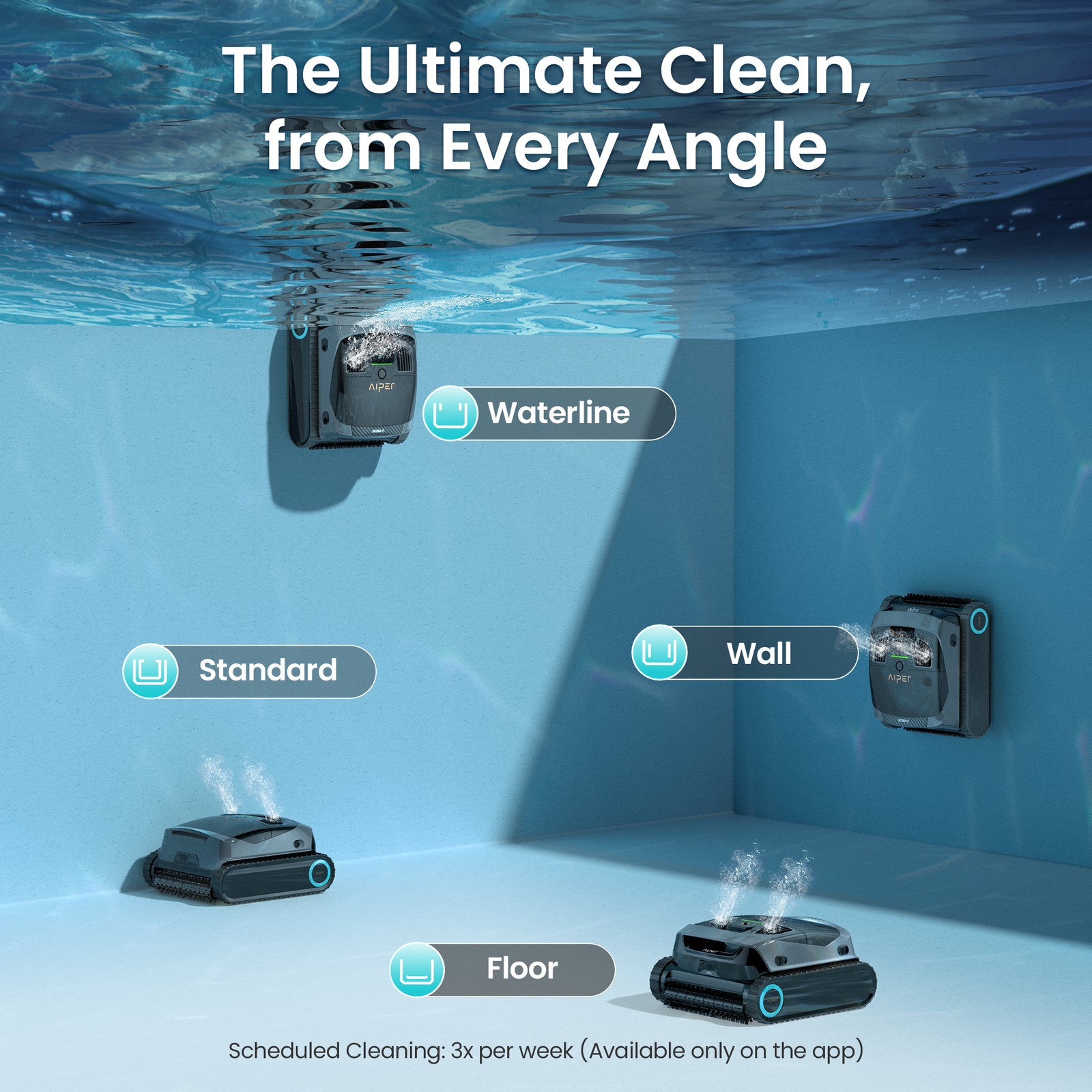 AIPER Scuba X1 Pool Robot Cleaner Vacuum, Floor/Wall/Waterline Cleaning Renewed