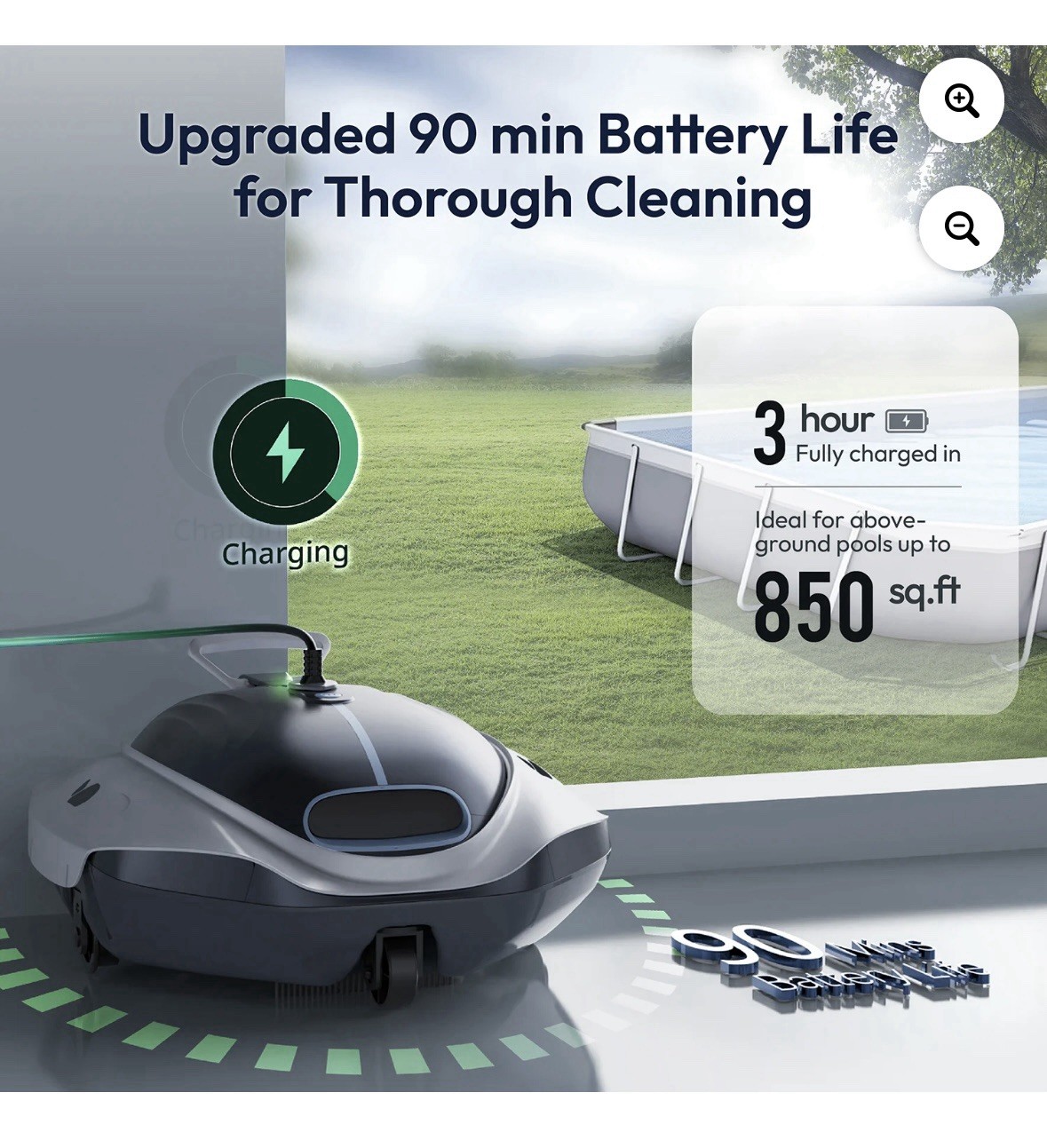 BUBLUE Bubot 300 Cordless Pool Cleaner Robot/Above Ground Pool