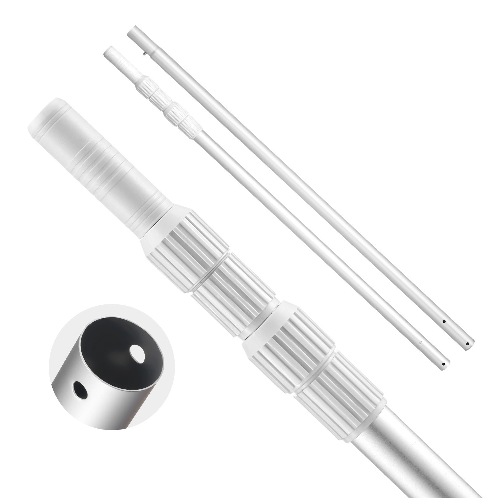 Telescopic Aluminum Pool Pole, Adjustable Length 3.4 to 12 ft with Twist Lock
