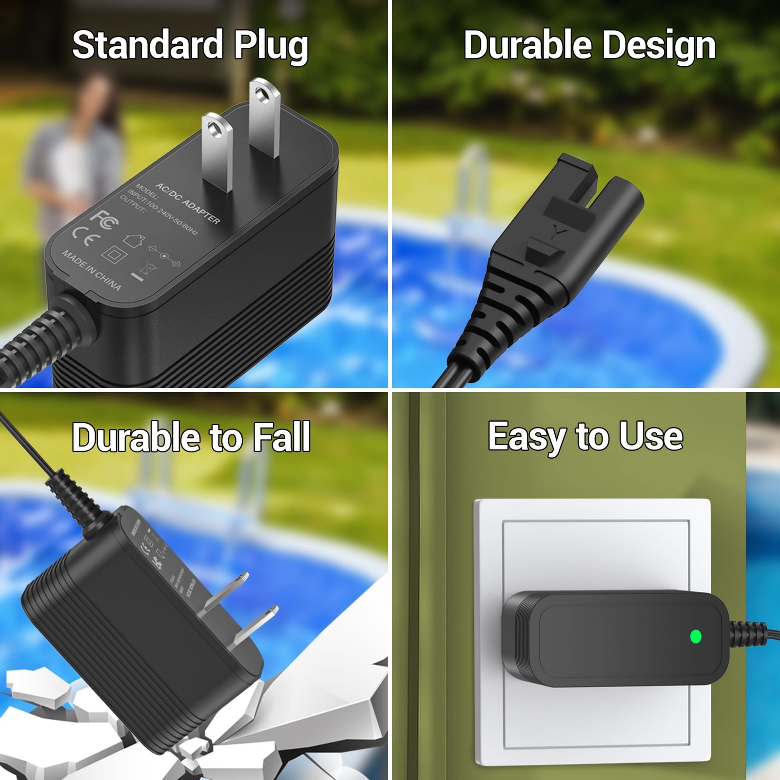Power Cord for Pool Blaster Charger Compatible with Pool Blaster Vacuum 22151EL