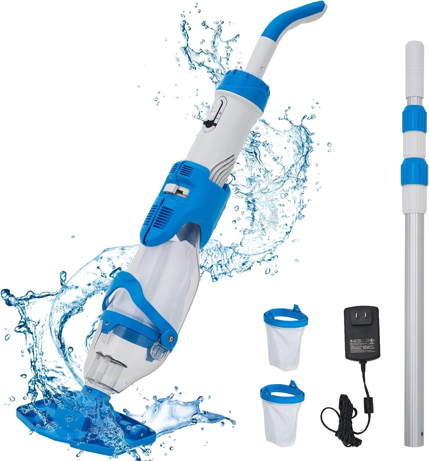 Powered Cordless Handheld Pool Vacuum Rechargeable Pool Cleaner 60 Mins Runtime
