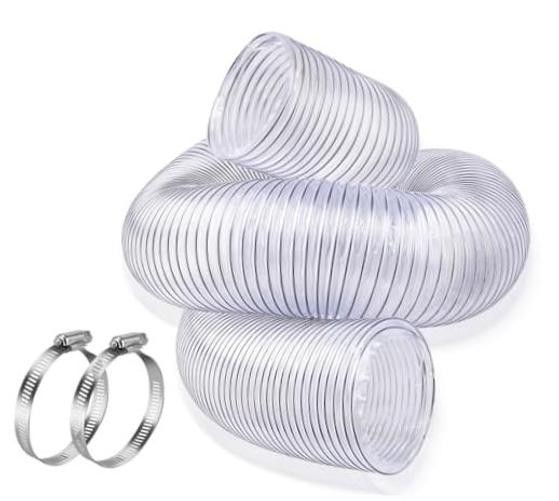 4″ X 10′ Dust Collection Flexible Hose with 4 In Clamp Heavy Duty Pvc Dust