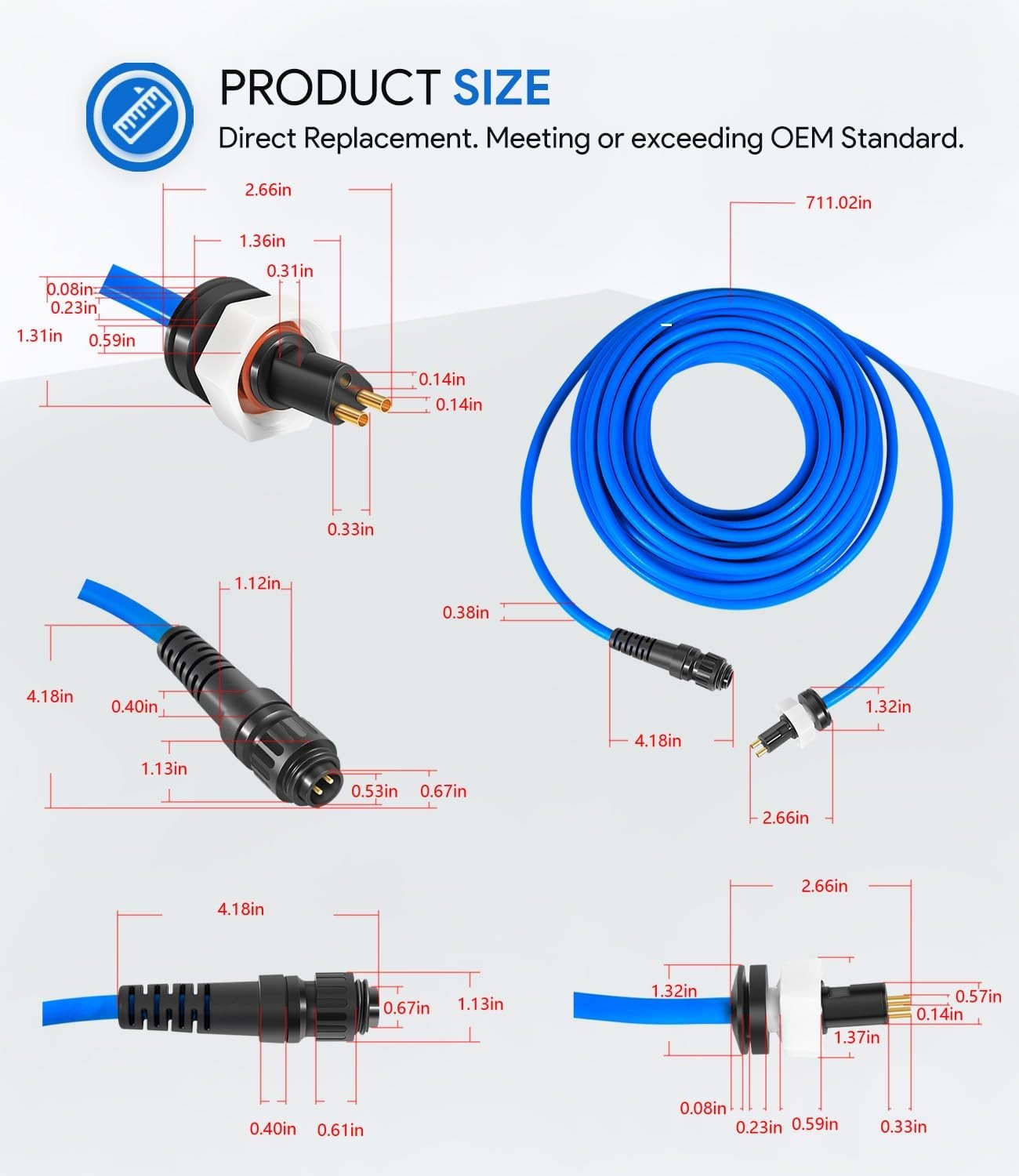 99958903-DIY Cable Cord 2-Wire 60FT For Dolphin Pool Cleaner Active 20 Triton PS