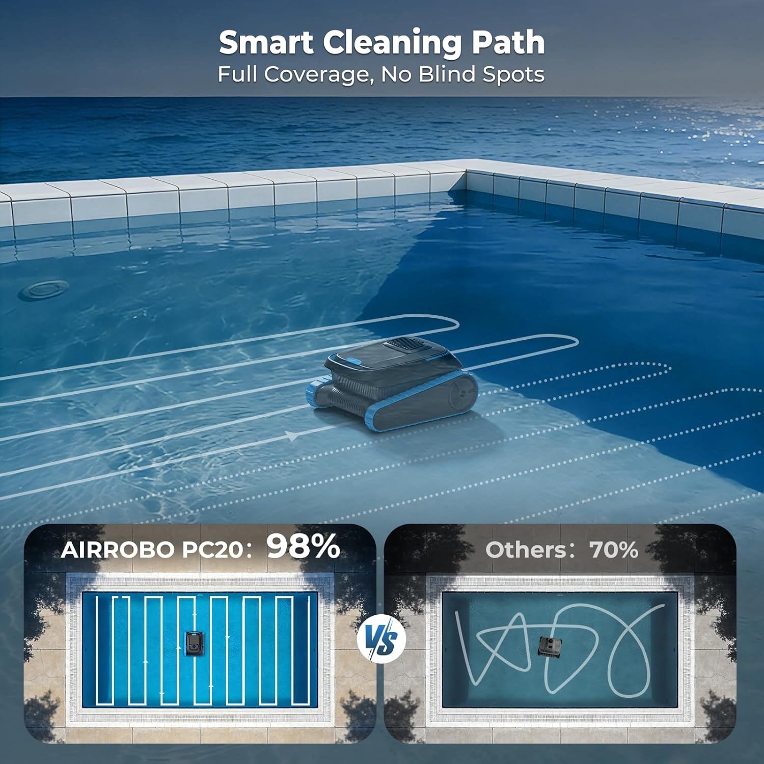 Cordless Robotic Pool Cleaner – 5000 GPH, 150 Micron Filter, Floor/Wall/Waterlin