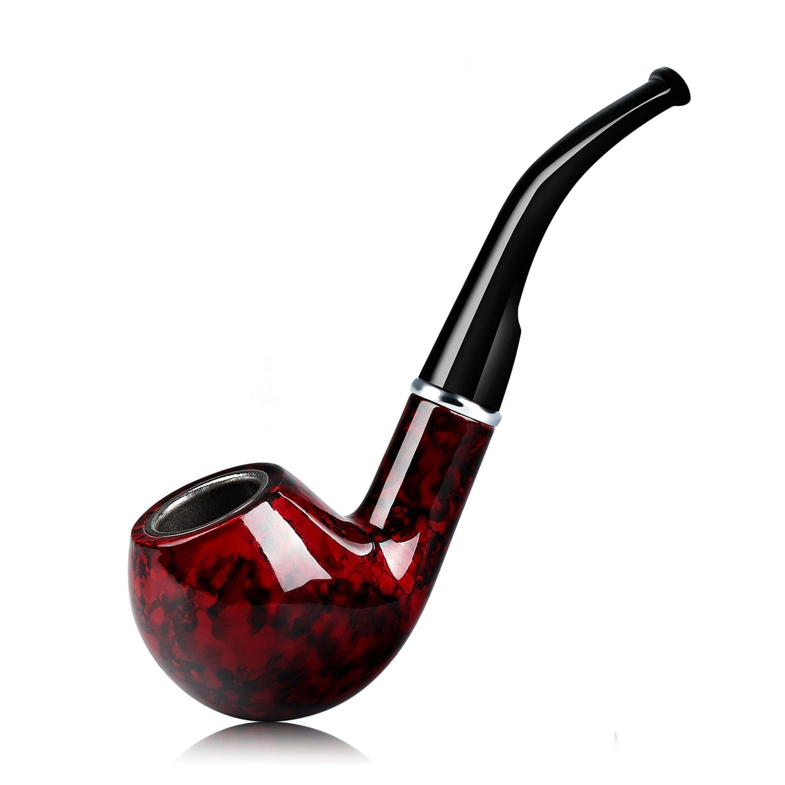 Joyoldelf Tobacco Pipe, Classic Smoking Pipe with Foldable 9 Piece Set, red