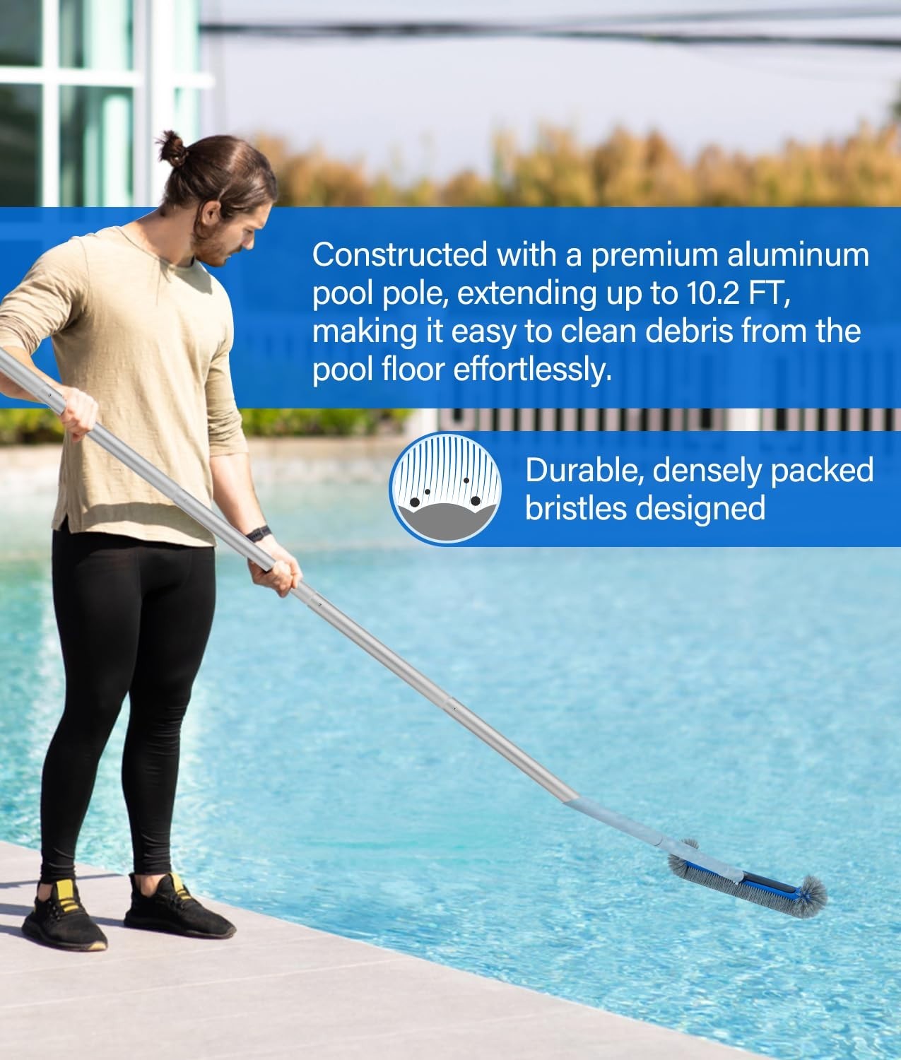 Deluxe 4-in-1 Pool Cleaning Kit with 10ft Adjustable Pole, Skimmer Net & Brush S