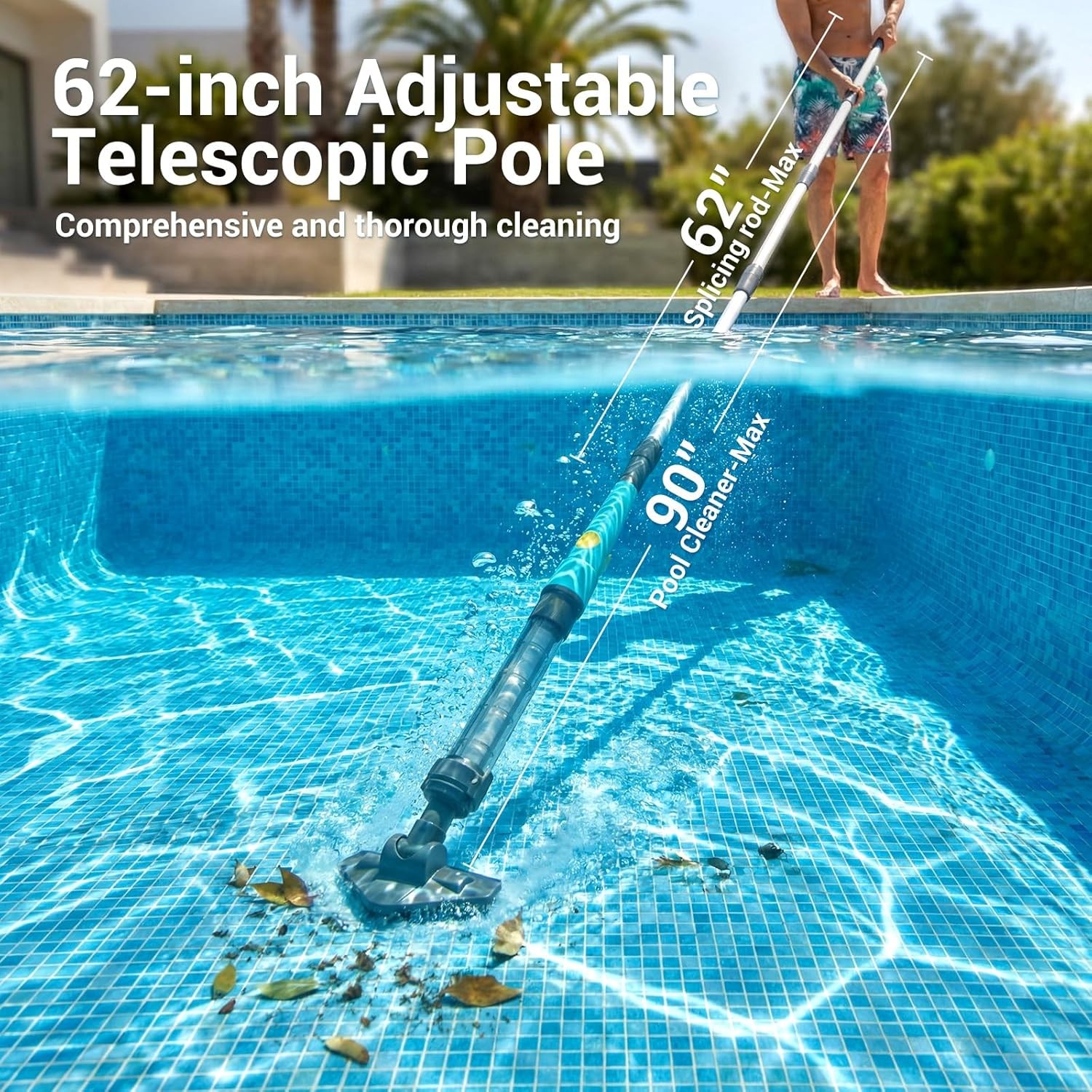 MUTAOMWY Cordless Pool Vacuum Above Ground Inground 60Min Suction