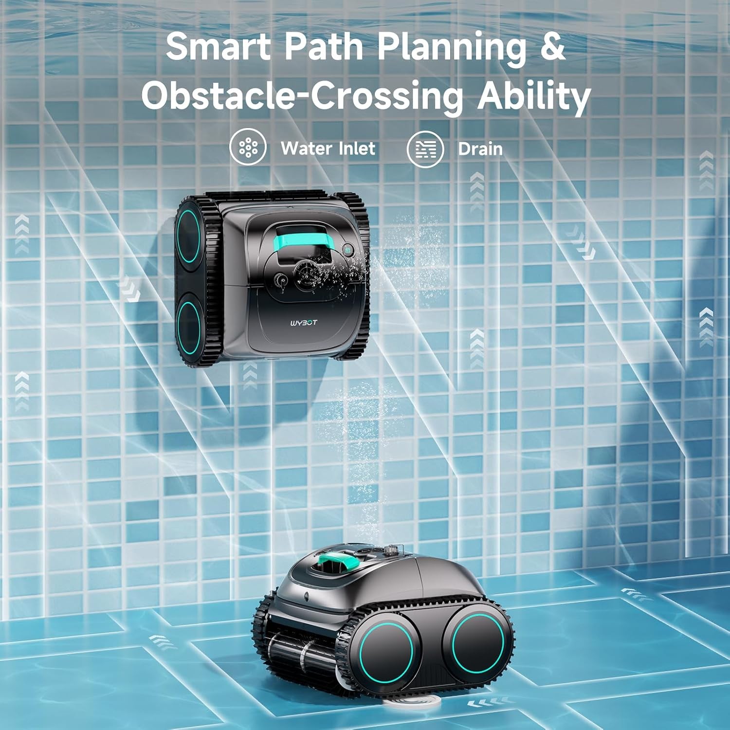 WYBOT C1 Cordless Robotic Pool Cleaner Inground Above Ground Vacuum App Control