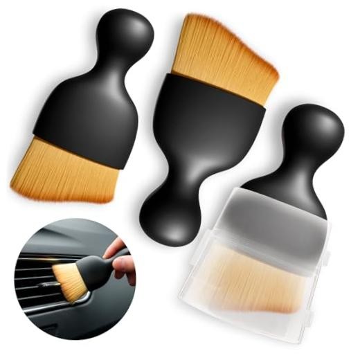 3Pcs Auto Detailing Brushes Set – 2.29″ x 3.98″ Car Cleaning Brush Interior