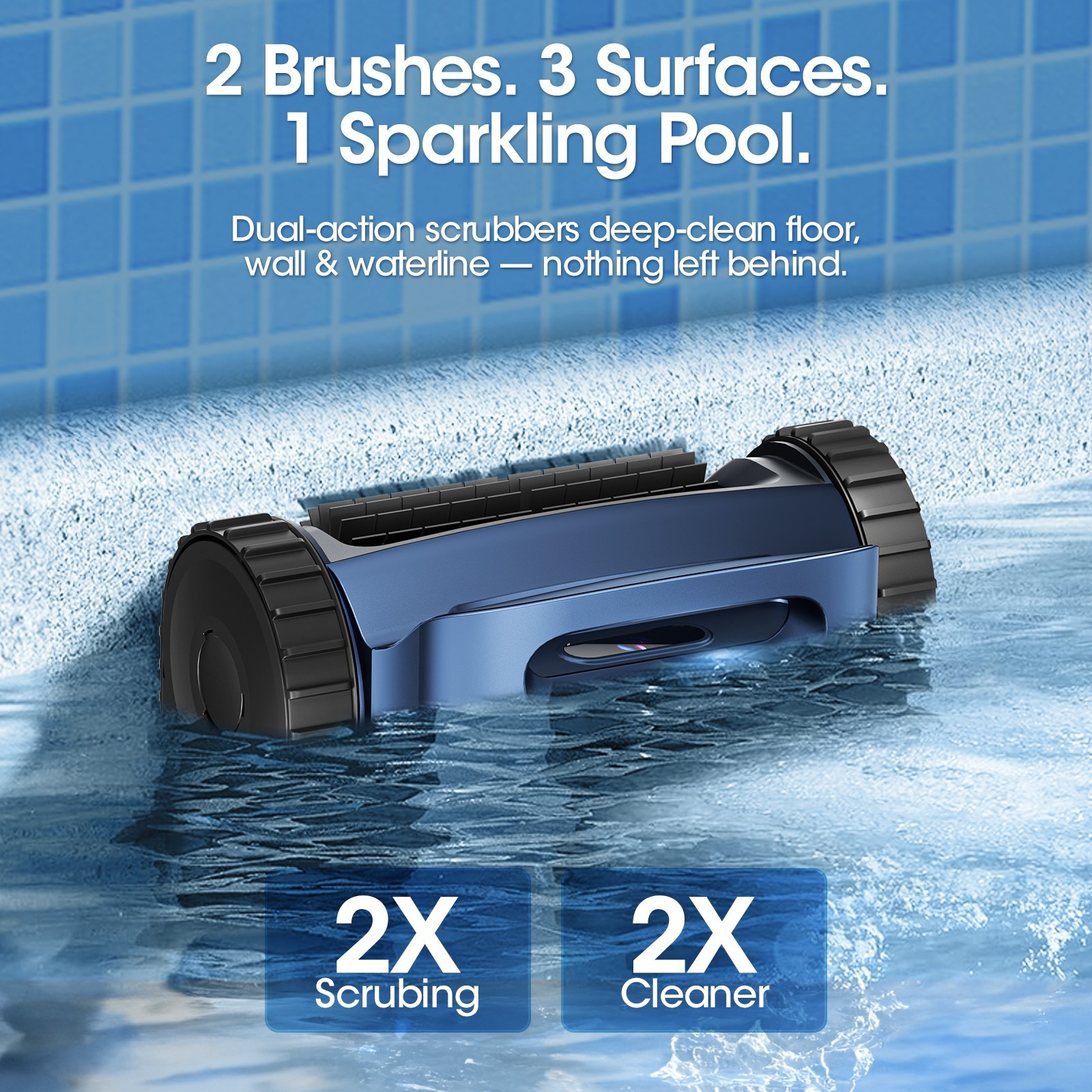 Cordless Robotic Pool Vacuum with Sonar Navigation & Track Drive Wall Climbing