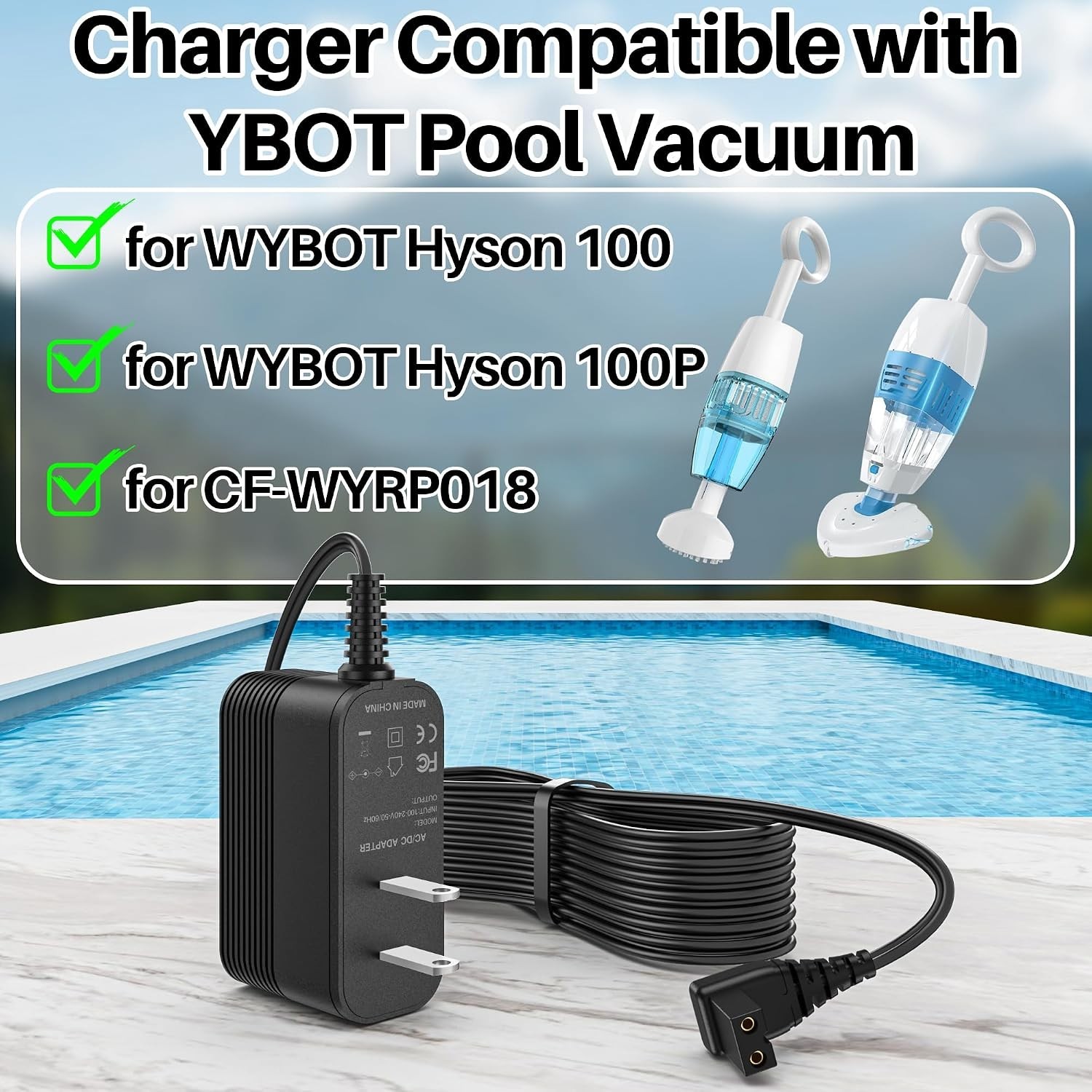 Durable Solar 12.6V Charger for WYBOT Hyson 100 Pool Vacuum – Certified