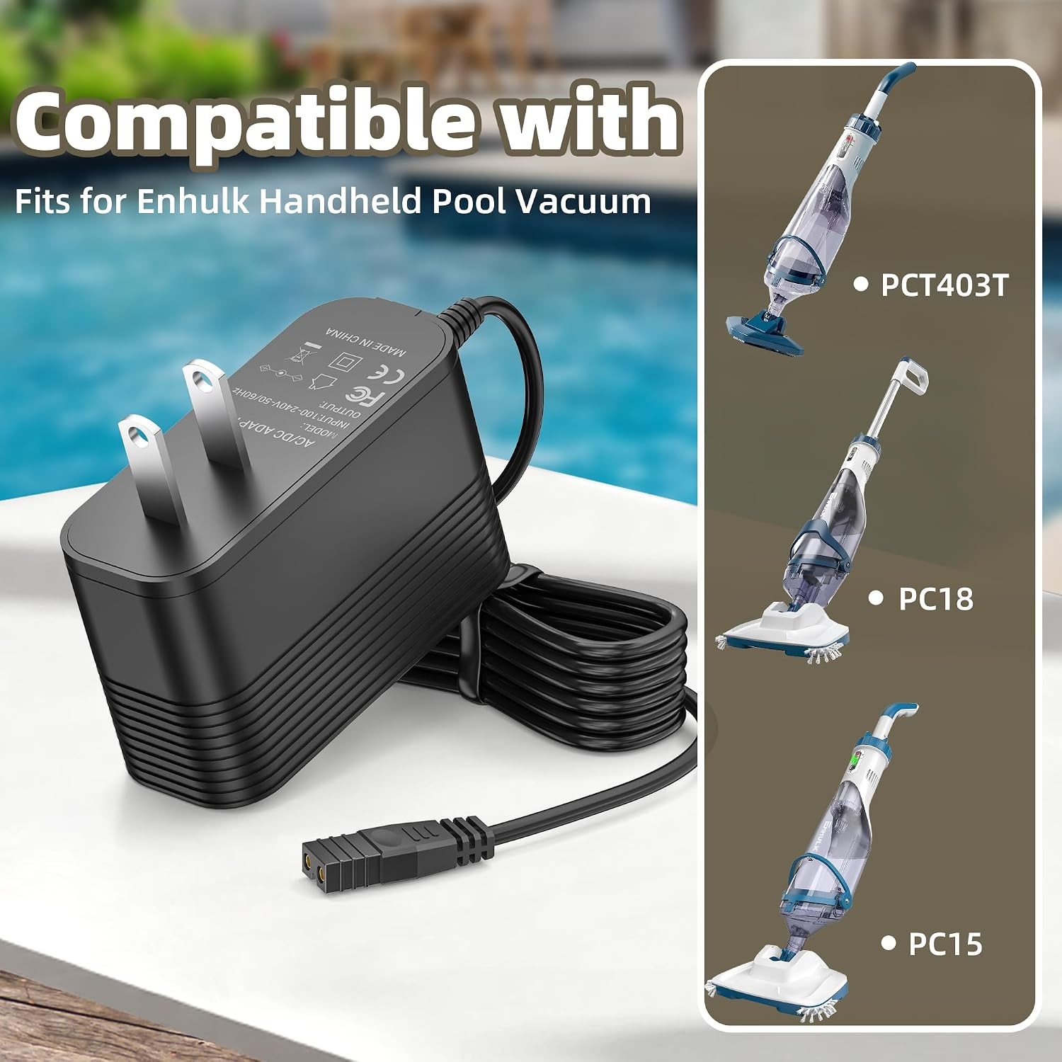 Handheld Pool Vacuum Charger 21.5V for Enhulk PCT403T & PCT403T Compatible