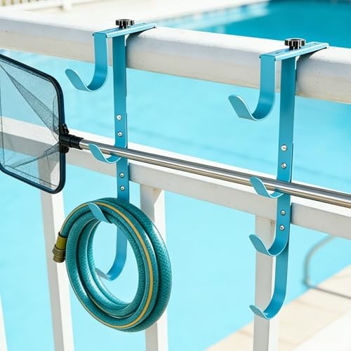 2Sets Blue Four Pool Pole Hooks Hangers, 1.0 Inches blue-4 hooks-2pcs