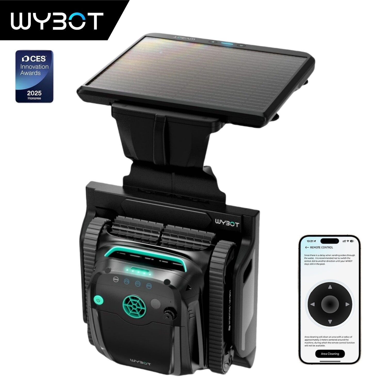 WYBOT S2 Wall Climbing Pool Vacuum Cleaner Robotic Pool Cleaner Solar Powered