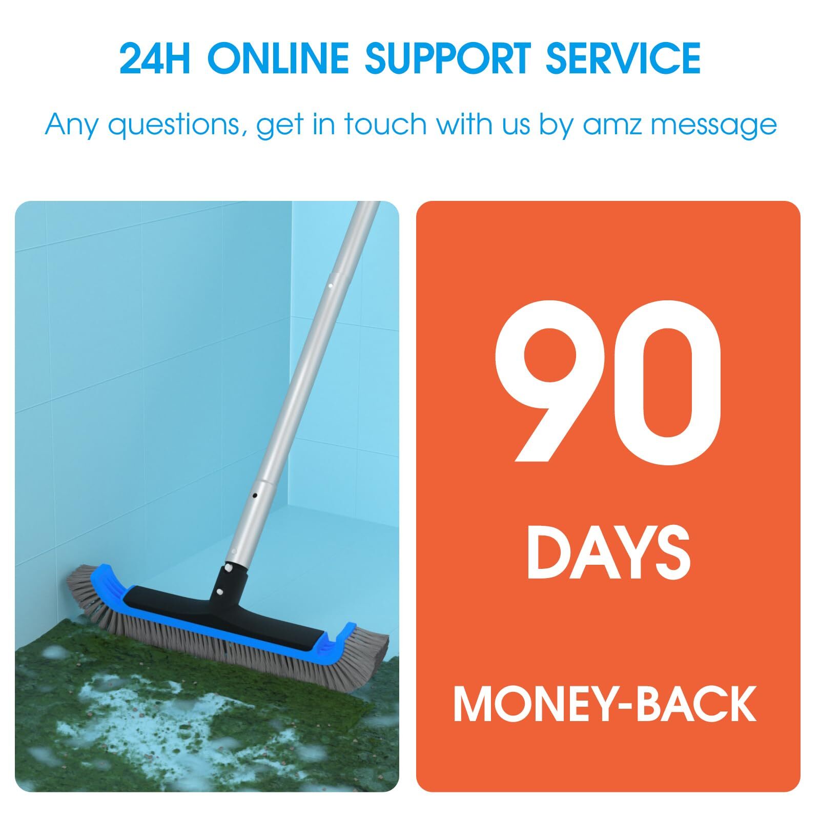 2 In 1 Multifunctional Pool Brush With 10 Ft Poles 17.5” Heavy Duty Swimming Po